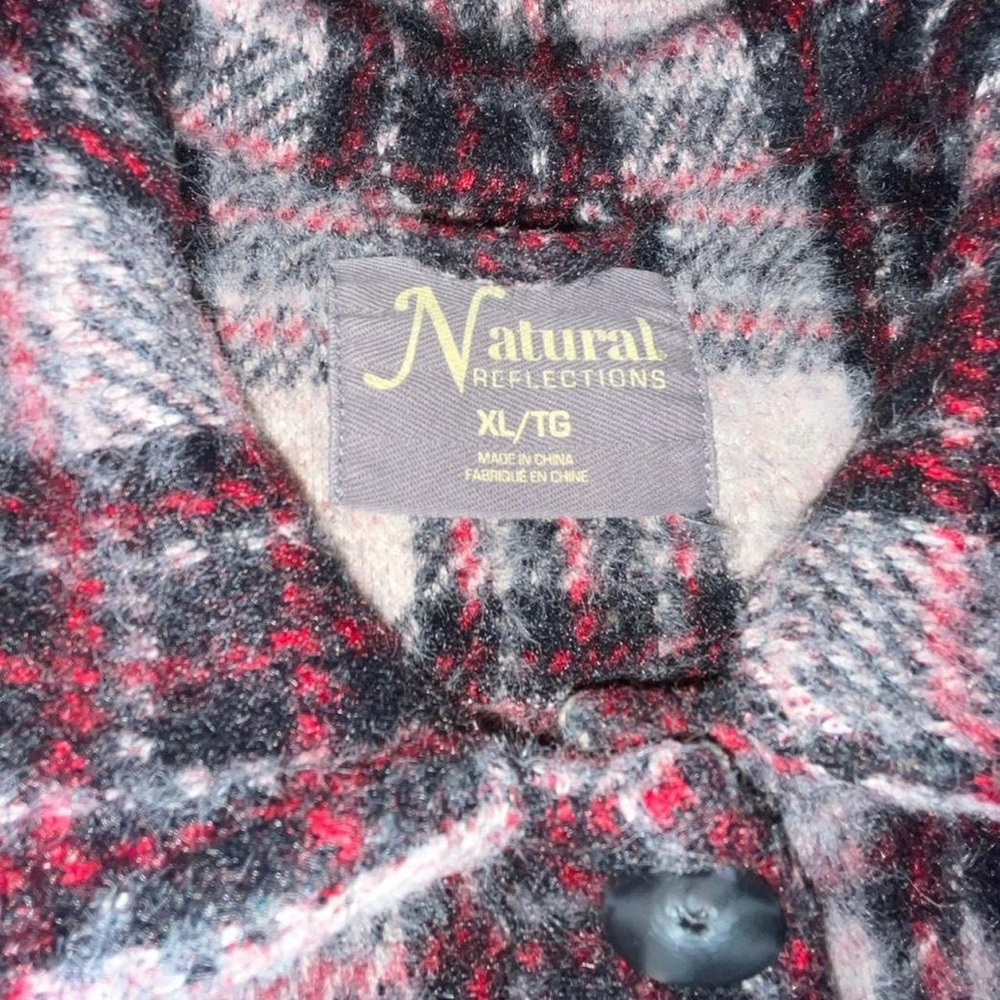 Natural Reflections Red and Black Plaid Jacket - Picture 4 of 5